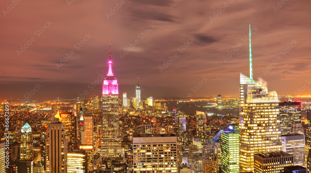 View of New York City at night