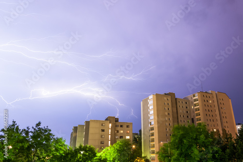 Lightning near buildings