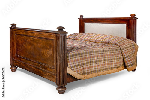 Mahogany antique bed with isolated with clip path