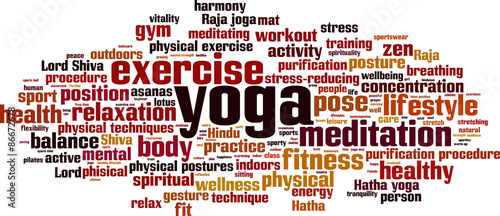 Yoga word cloud concept. Vector illustration photo