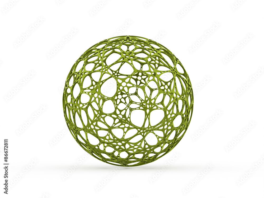 Green abstract futuristic organic sphere - obrazy, fototapety, plakaty 