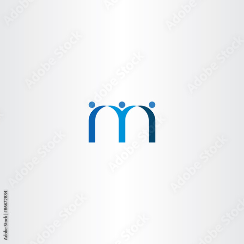 blue letter m people friends icon