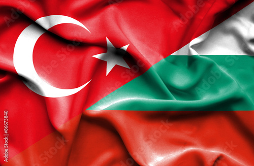 Waving flag of Bulgaria and Turkey