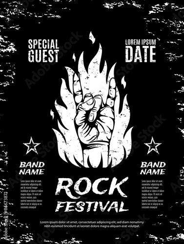 Grunge, rock festival poster.