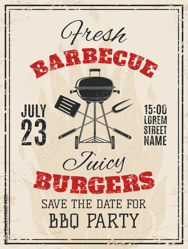 Vintage barbecue party invitation.
