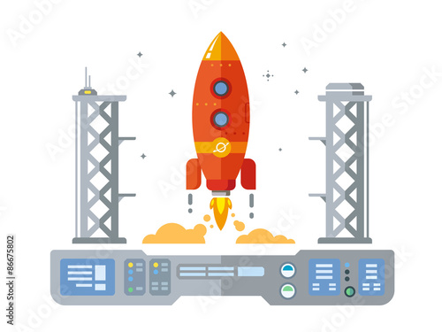 Rocket Startup Flat Desing Concept