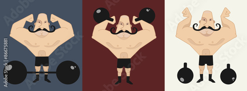 3 strongmans  in different poses