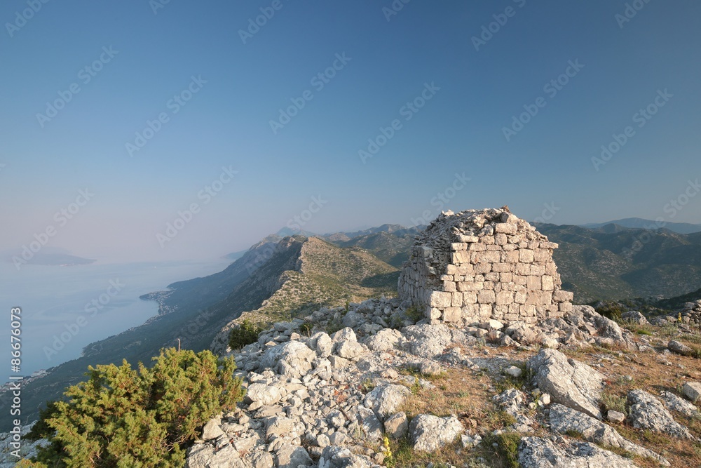 The building at the Summit of the Dinaric Mountains in Croatia