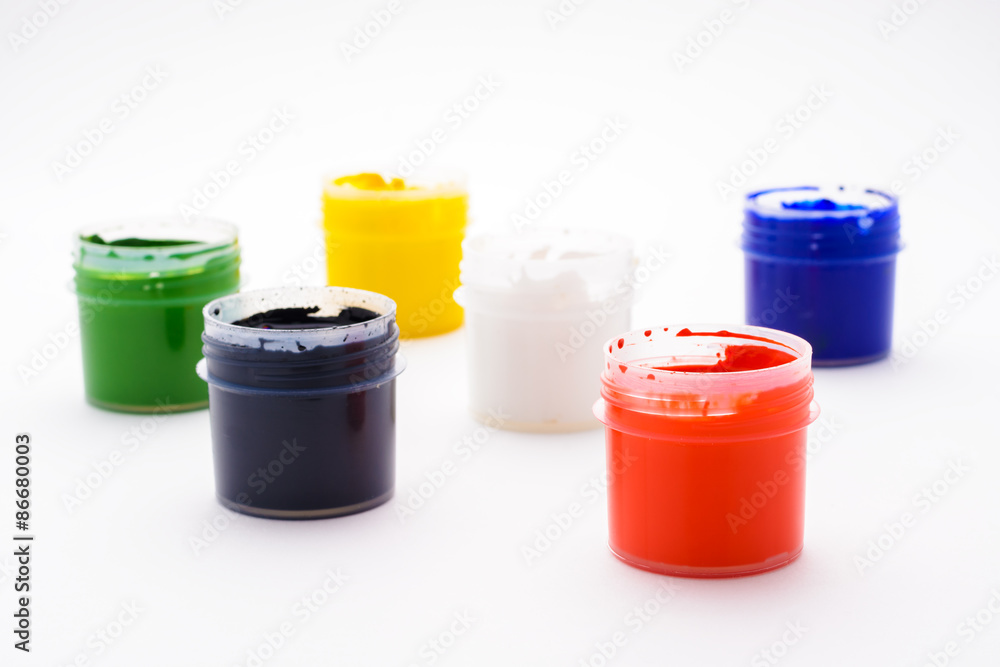 Paint in jars and brush Paint in jars and brush