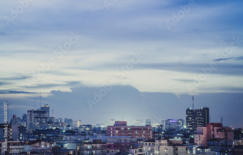 a bird s eye view of bangkok at dusk