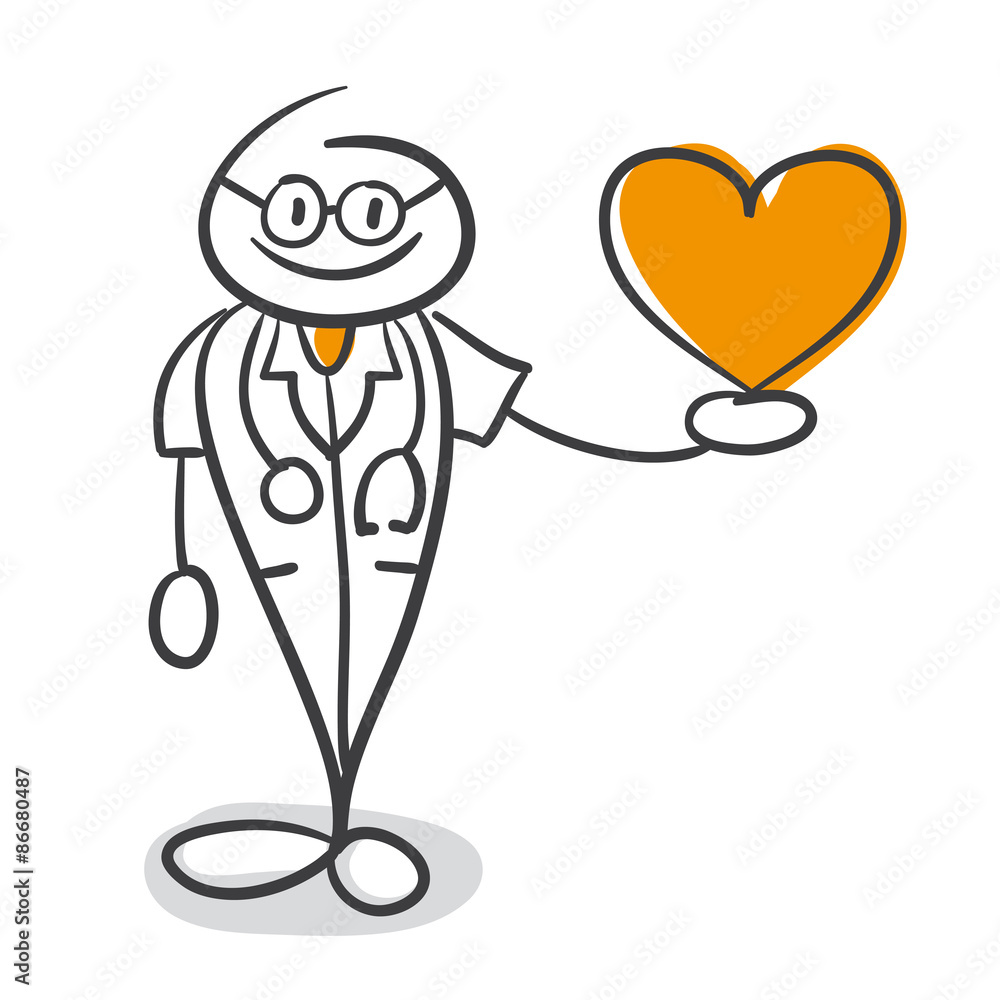 Strichmännchen Serie Pumpy / Doktor Herz vector de Stock Adobe Stock