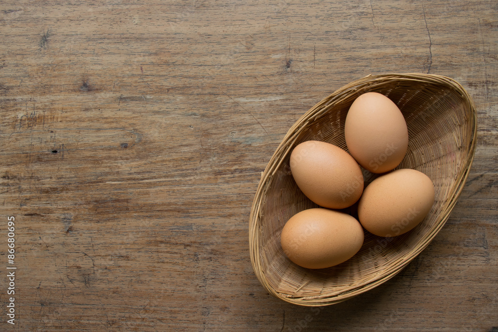 Eggs on wood background Eggs on wood background