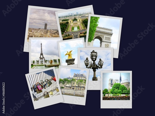 Photography polaroid de paris sur fond noir