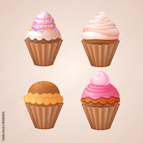 Vector cupcakes set 