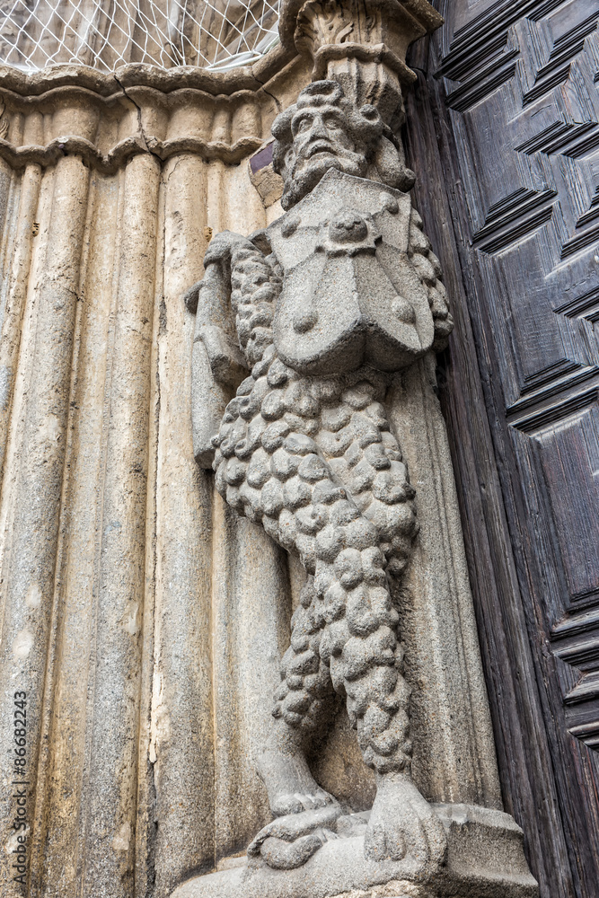 Gog. Statue at the main entrance of the Cathedral of Avila. Spain.