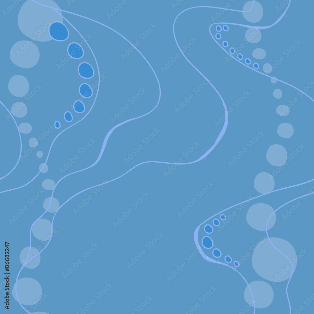 Abstract seamless pattern with blue bubbles and lines. Abstract seamless pattern with blue bubbles and lines.