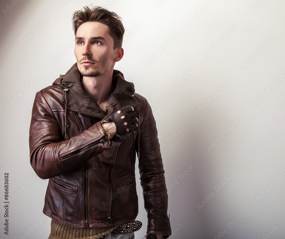 Men poses with leather jacket | Leather jacket men, Men photography,  Portrait photography