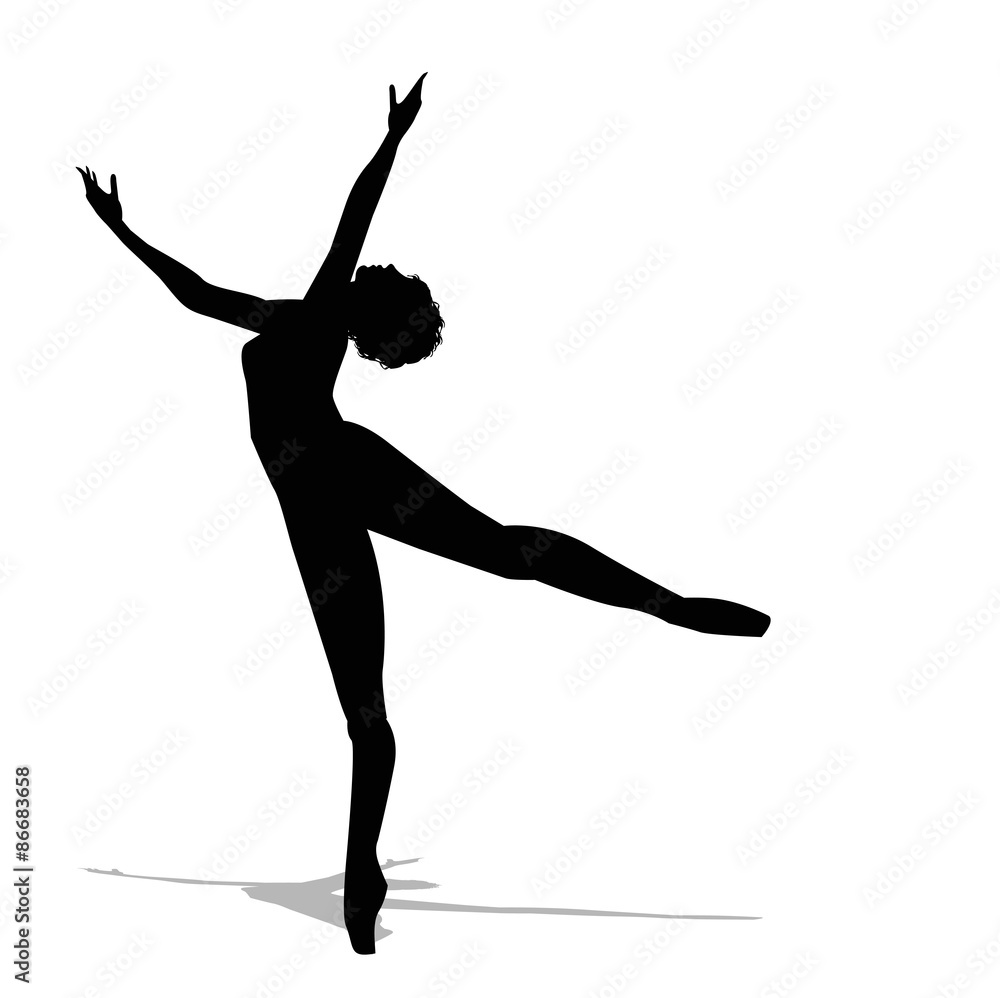 silhouette di ballerina su sfondo bianco