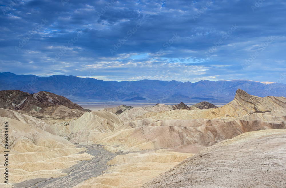 Unique Mountains Formations of Zabriskie Point in Death Valley N
