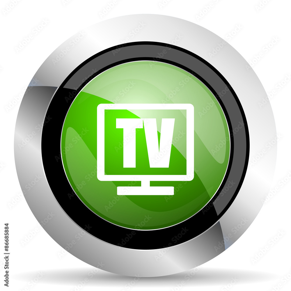 tv icon, green button, television sign tv icon, green button, television sign