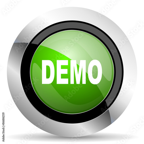 demo icon, green button