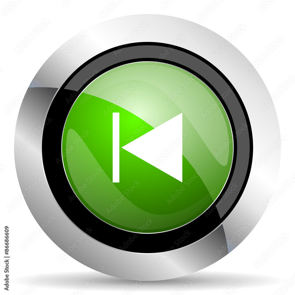 previous icon, green button previous icon, green button