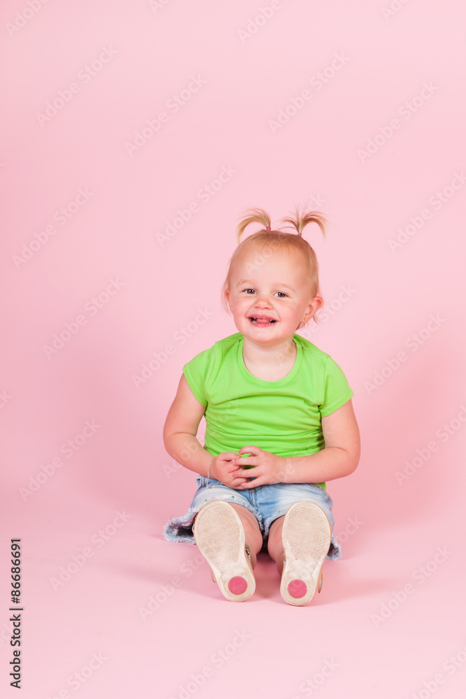 Toddler girl in pink Toddler girl in pink