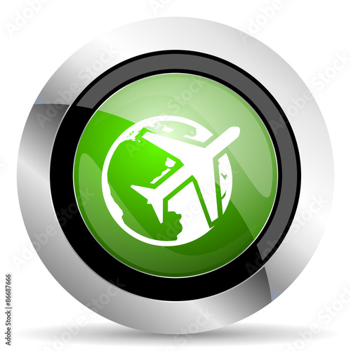 travel icon, green button