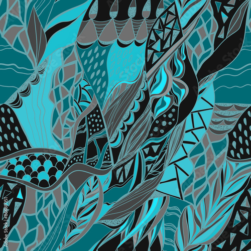 Traditional ornamental paisley bandanna Hand drawn background with artistic pattern. Bright colors.
