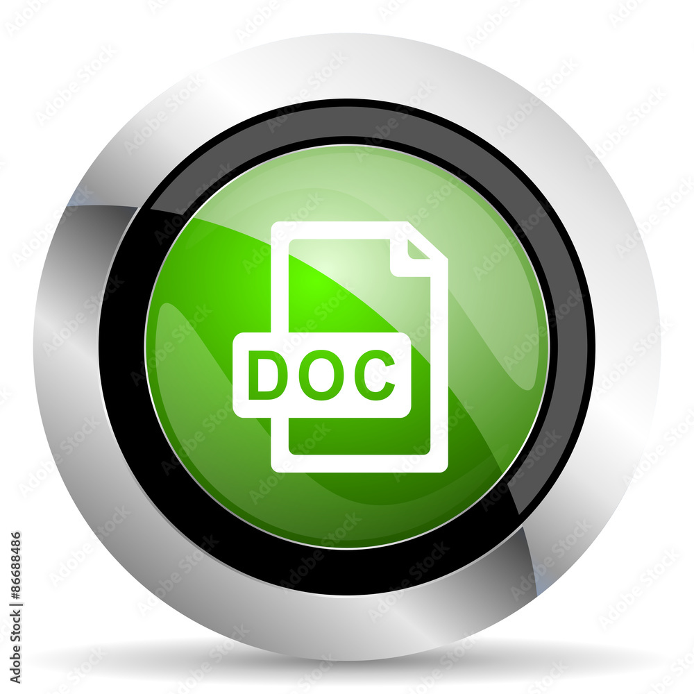 doc file icon, green button doc file icon, green button