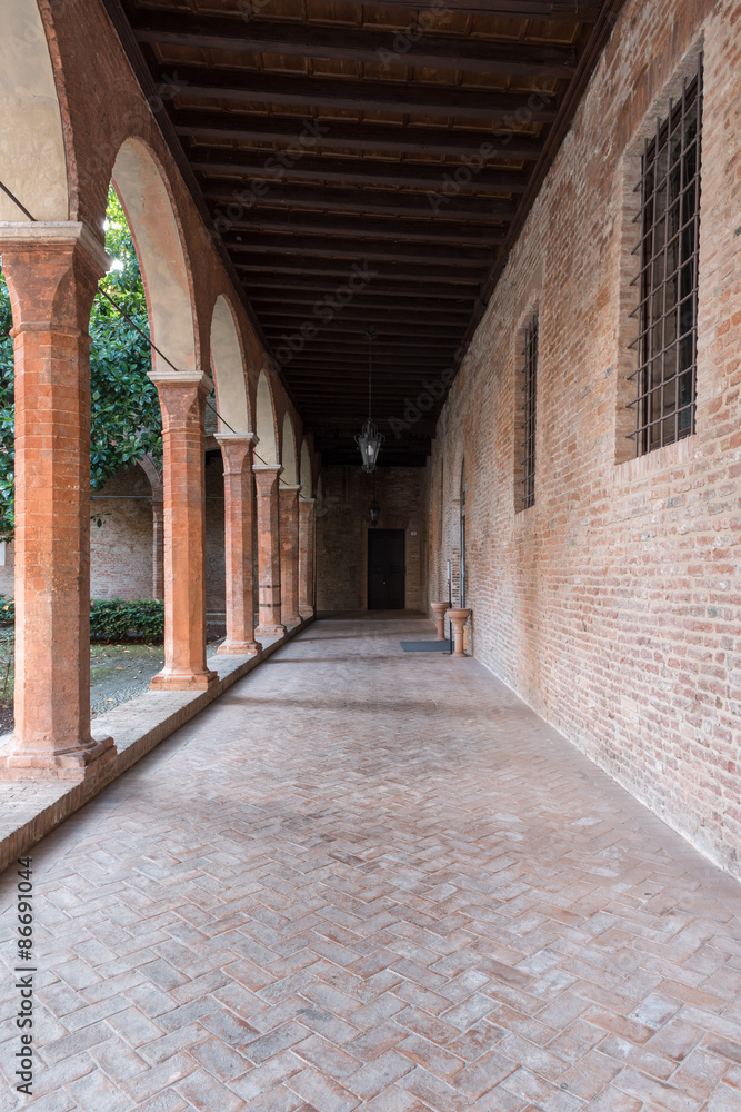 Interior cloister of a little curch in Italy Interior cloister of a little curch in Italy