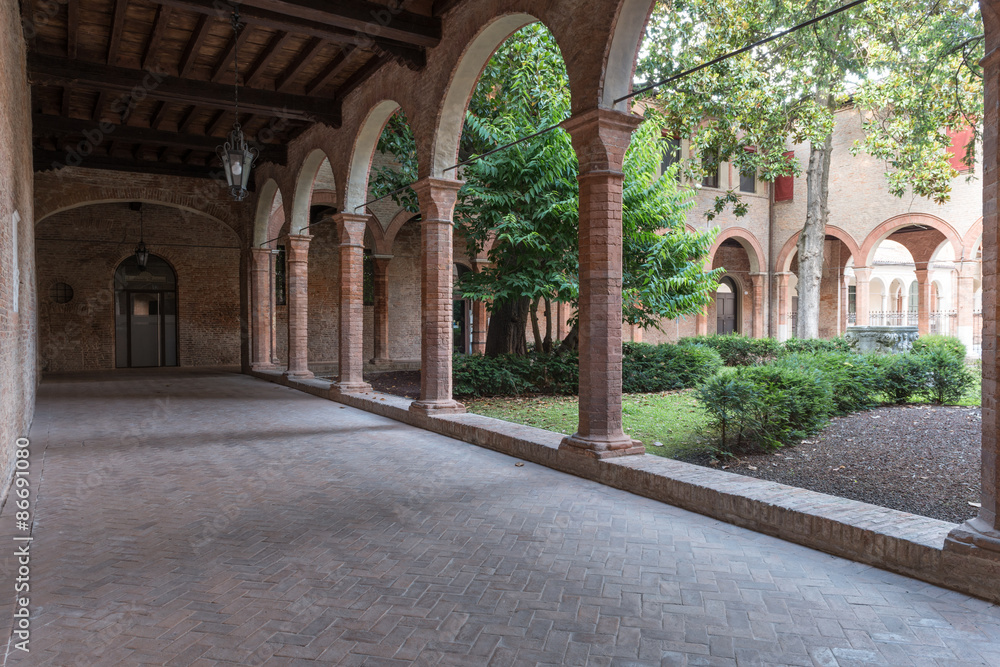 Interior cloister of a little curch in Italy