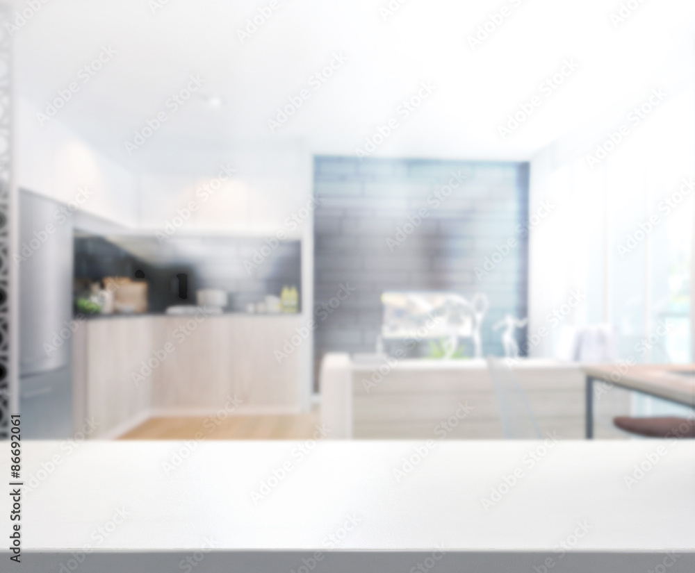 Fototapeta premium Table Top And Blur Interior Background