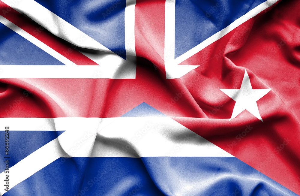 Waving flag of Cuba and Great Britain Waving flag of Cuba and Great Britain