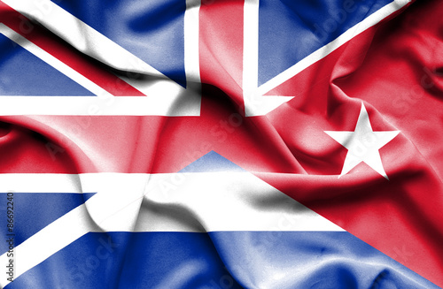 Waving flag of Cuba and Great Britain
