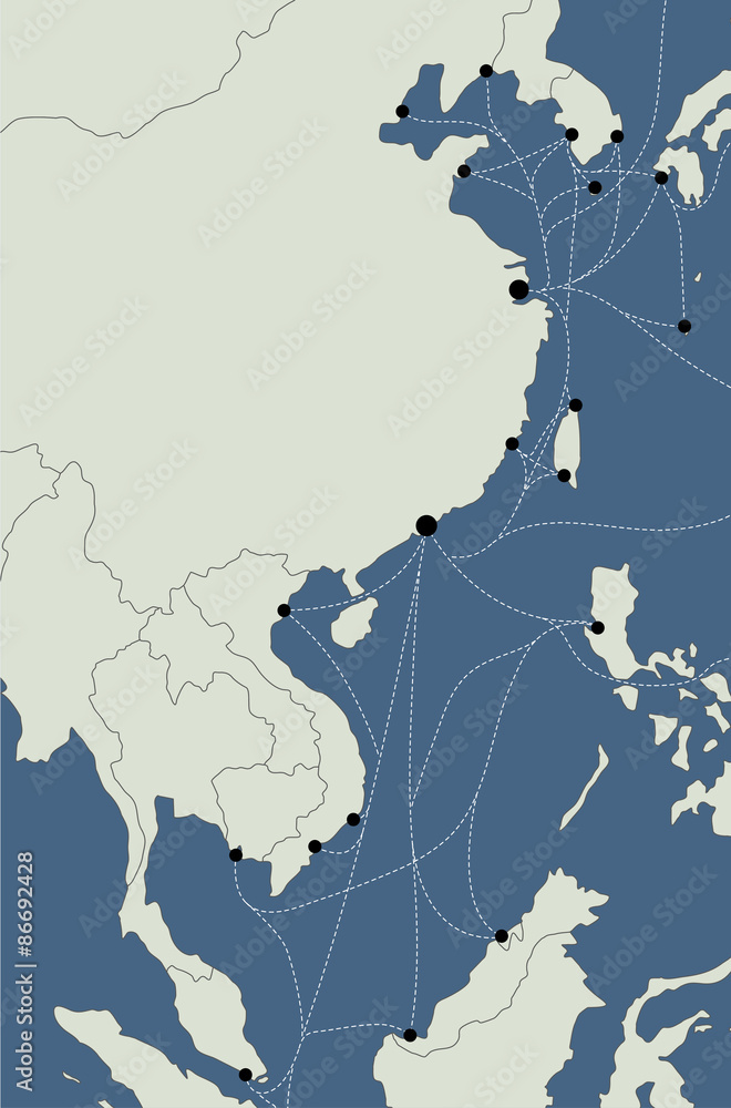 Fototapeta premium Eastern Asia Ship Route