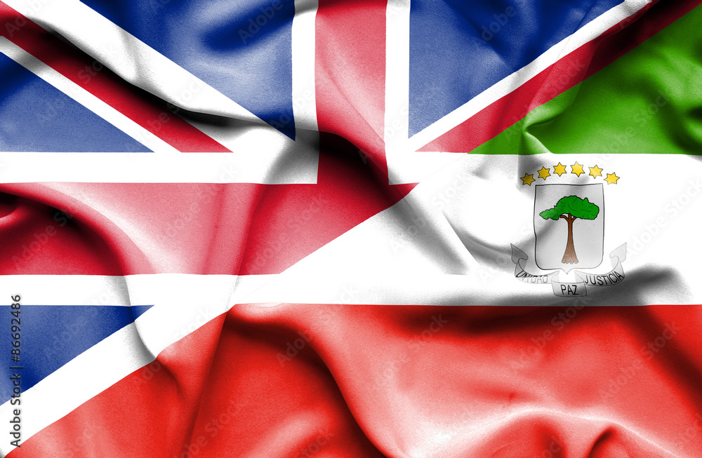 Waving flag of Equatorial Giuinea and Great Britain Waving flag of Equatorial Giuinea and Great Britain