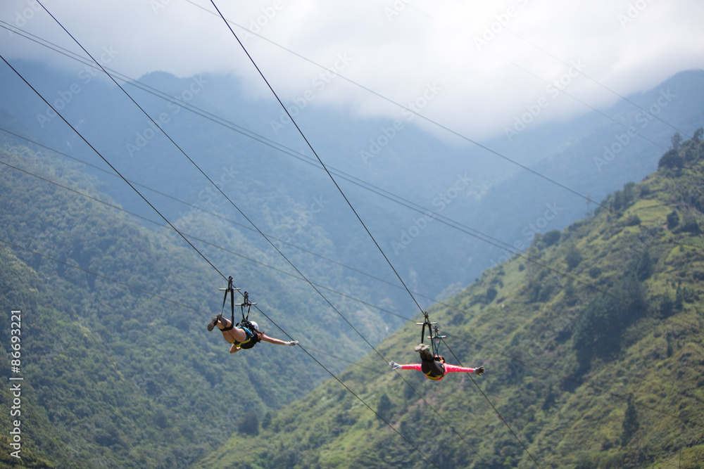 Obraz premium Canopy activities in Banos, Ecuador