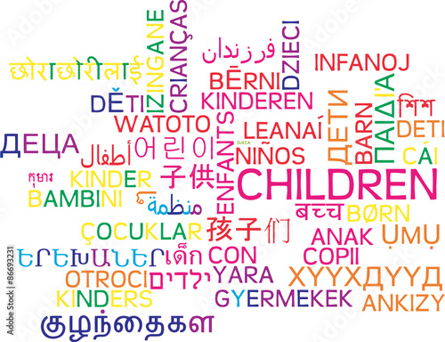 Children multilanguage wordcloud background concept