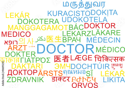 Doctor multilanguage wordcloud background concept