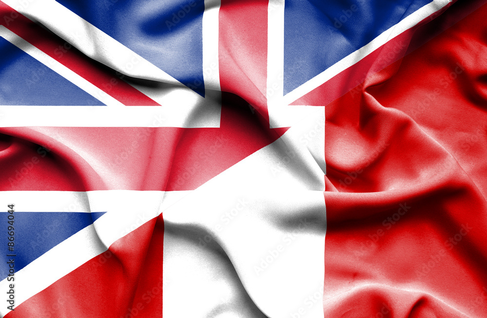Waving flag of Peru and Great Britain Waving flag of Peru and Great Britain