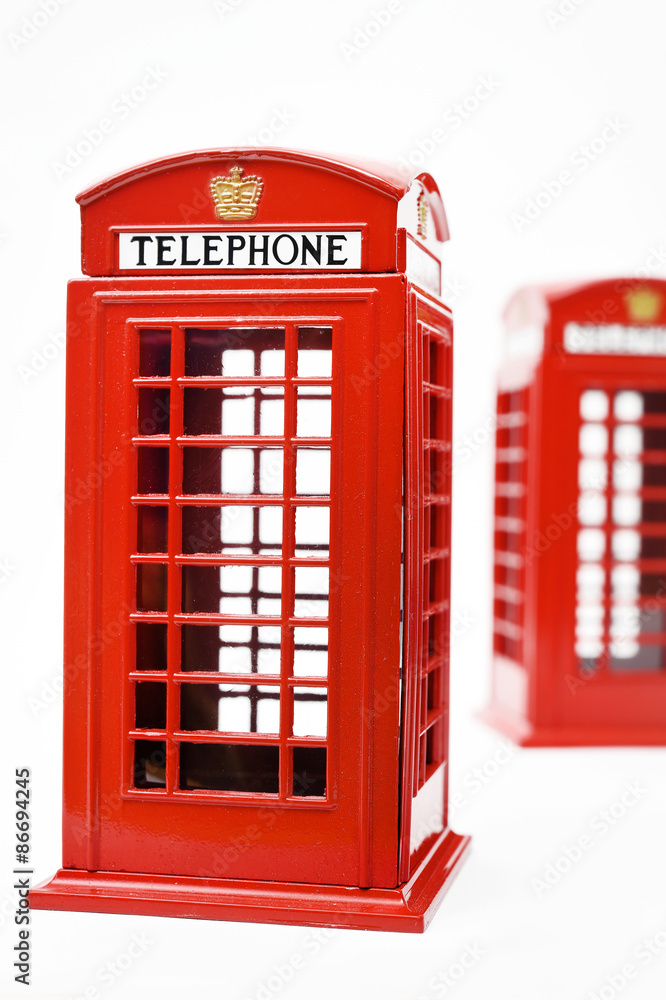 Red phone booth isolated on white background Red phone booth isolated on white background