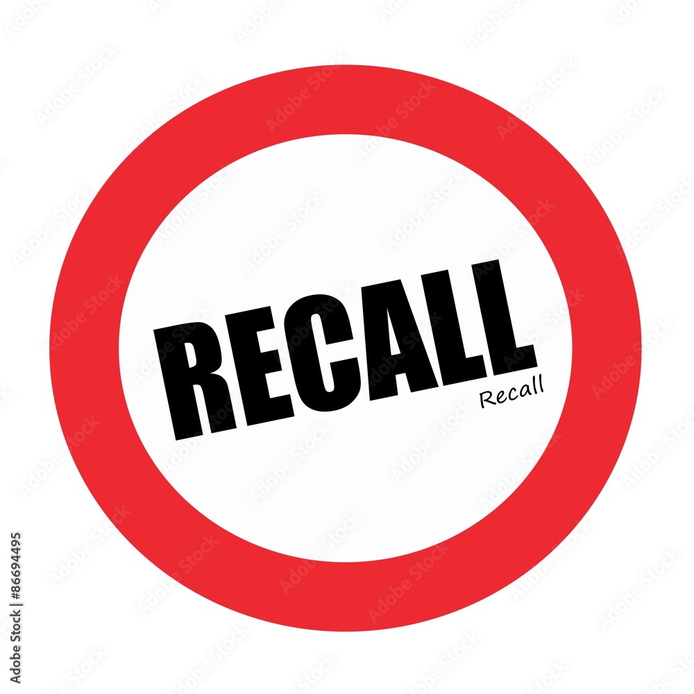 RECALL black stamp text on white RECALL black stamp text on white