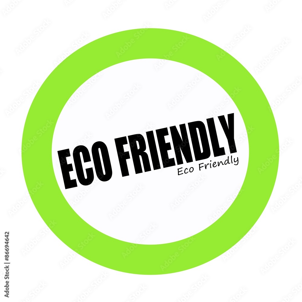 ECO FRIENDLY black stamp text on green ECO FRIENDLY black stamp text on green