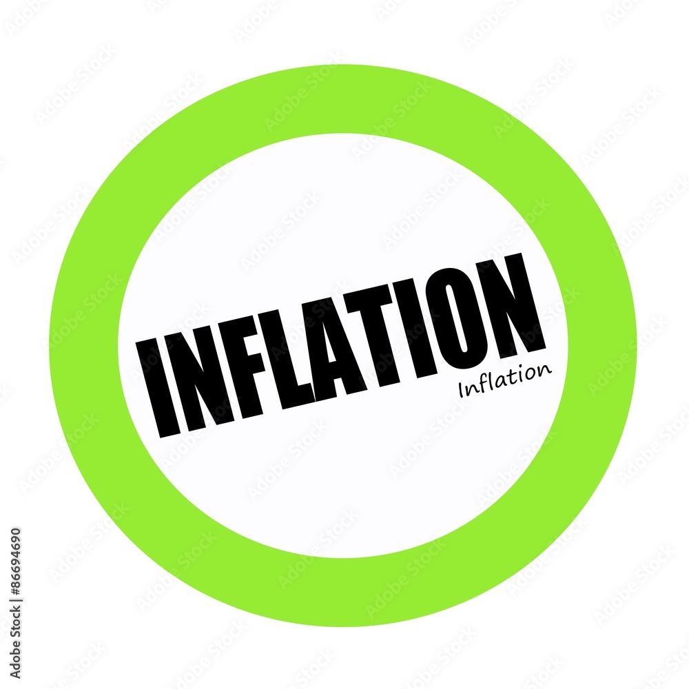 INFLATION black stamp text on green INFLATION black stamp text on green