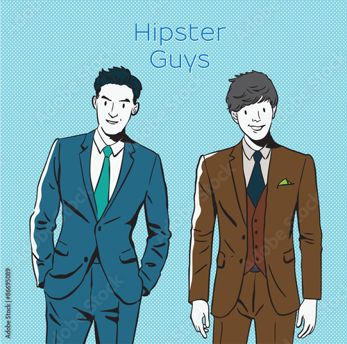 Hand drawing vector pop art illustration of business hipsters ,urban sexy style.  photo