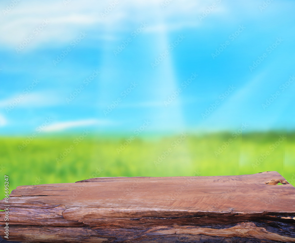 Fototapeta premium Table Top And Blur Nature Background