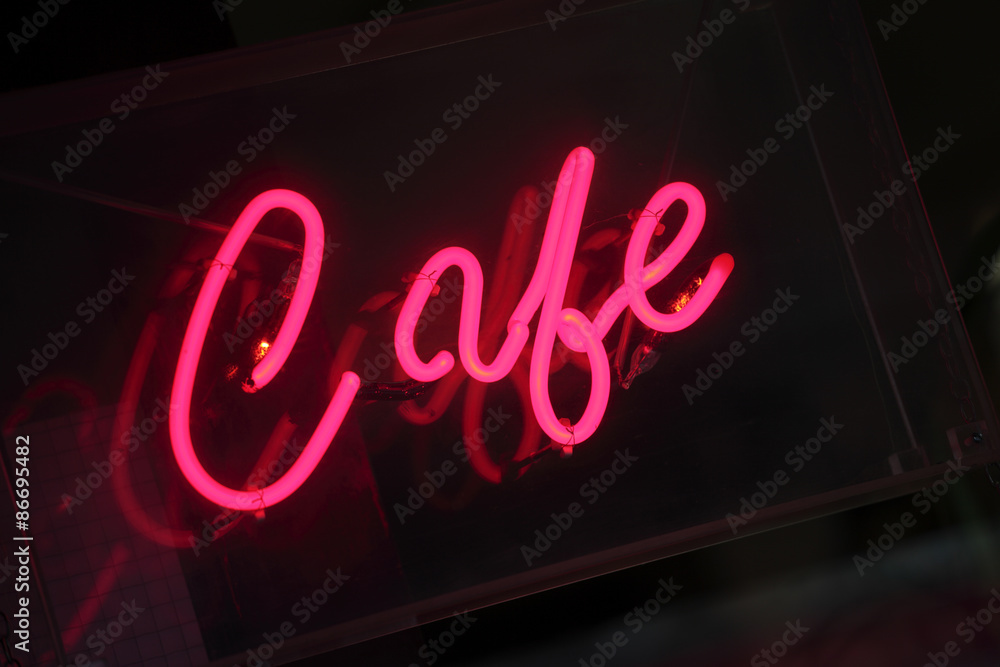 Vivid pink neon cafe sign