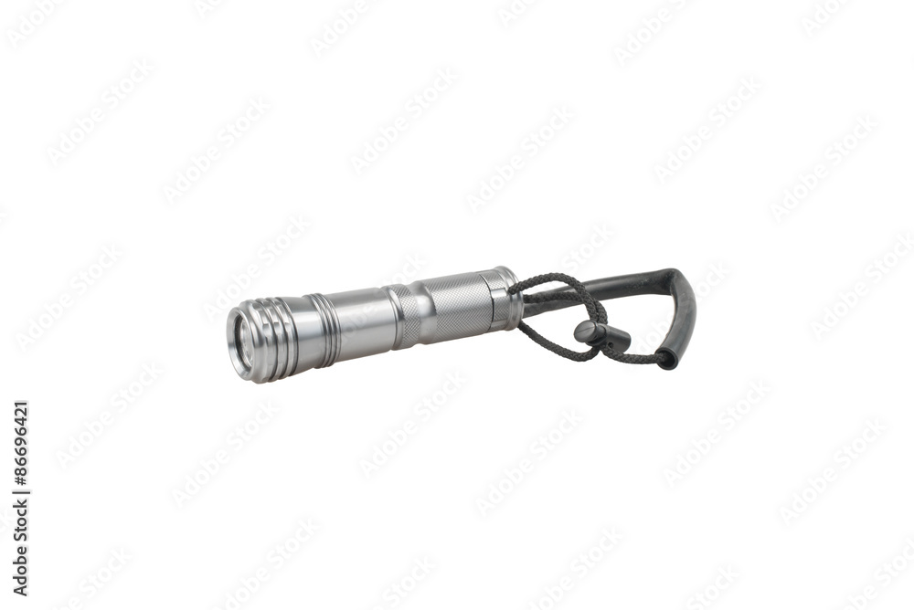 beautiful stainless flashlight isolated white background beautiful stainless flashlight isolated white background
