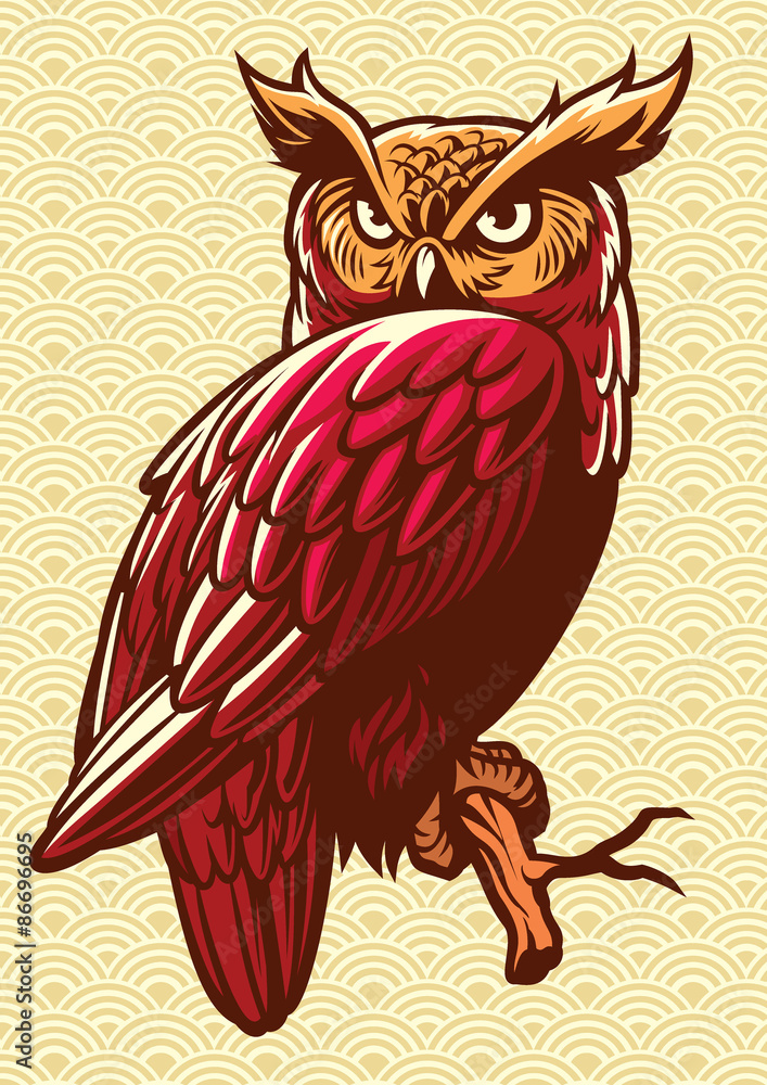 owl stand on the tree branch owl stand on the tree branch